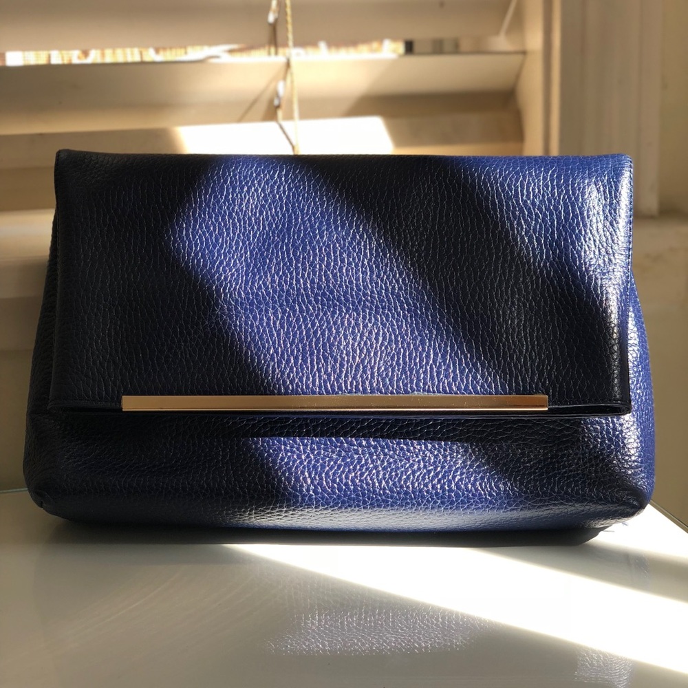 Leather Clutch W/ Crossbody Gold Chain